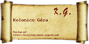 Kolonics Géza névjegykártya